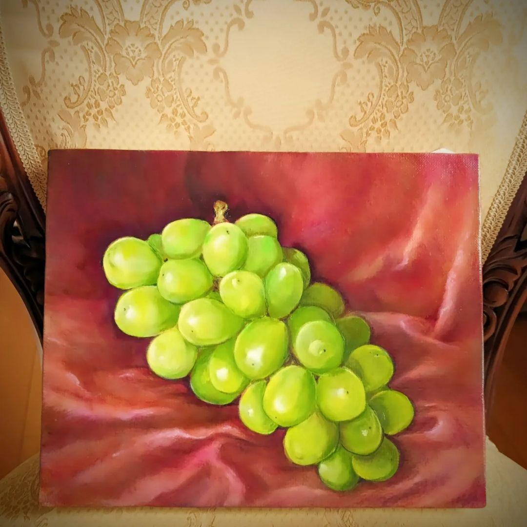 painterTMK作品 シャインマスカット　油絵　静物画　絵画　果物絵画