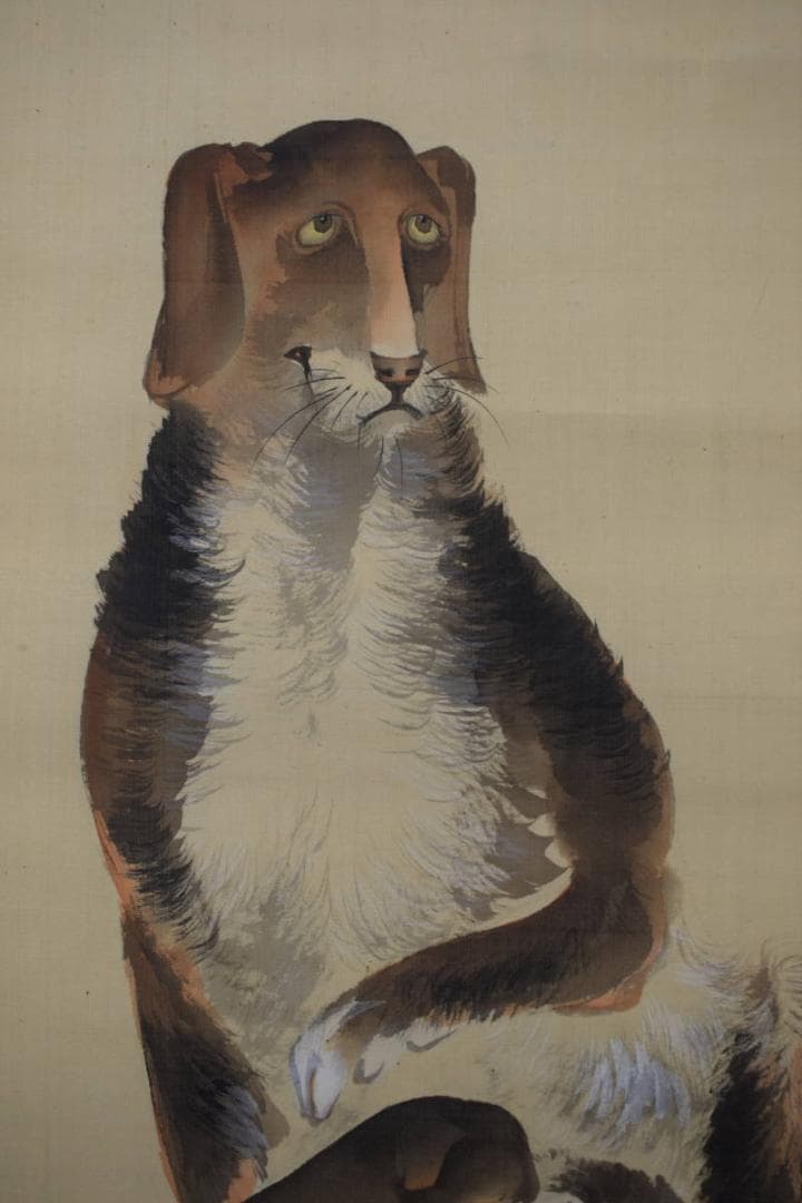 【真作】石井金陵/犬図/掛軸☆宝船☆Y-524　JM