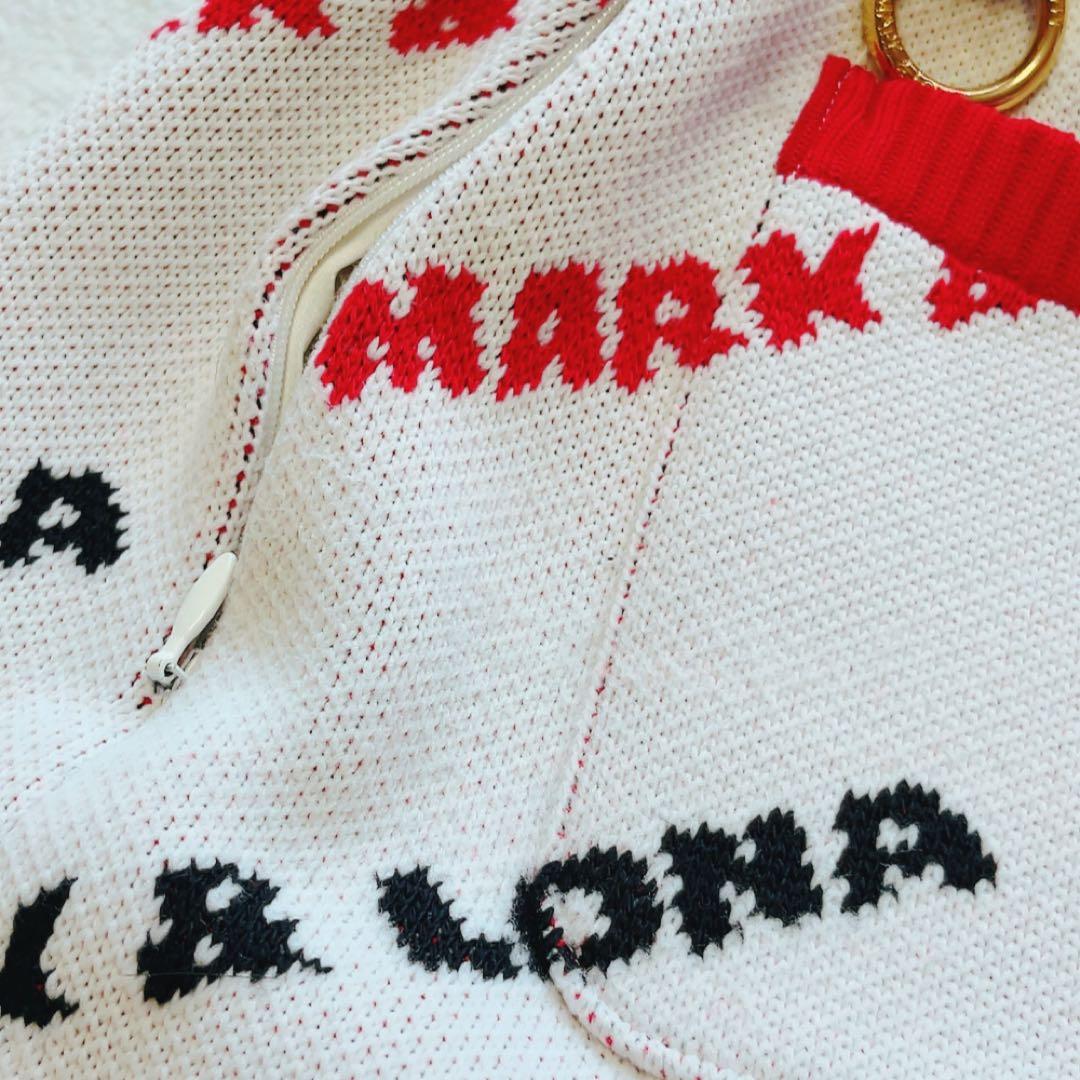 美品　マークアンドロナ　近年　セットアップ　ニット　スカート　柄　裏地付　白