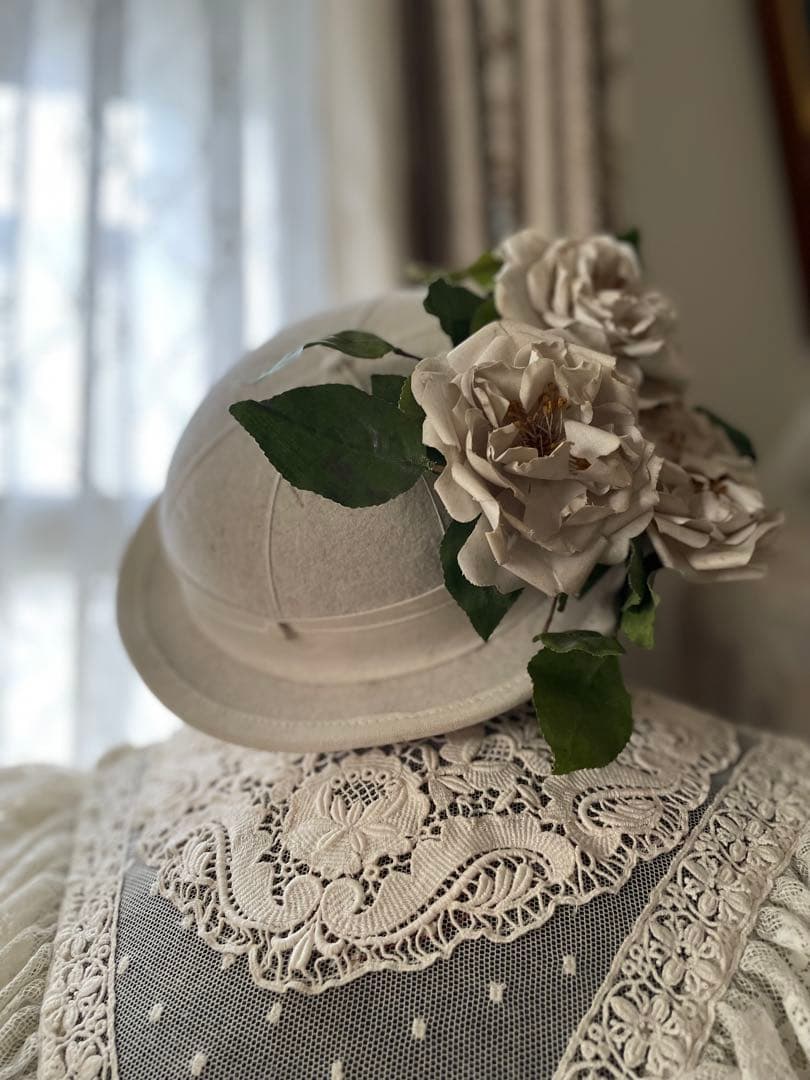 〜♡〜 フランスアンティーク お花が可愛らしいハット〜♡〜 アンティーク布花