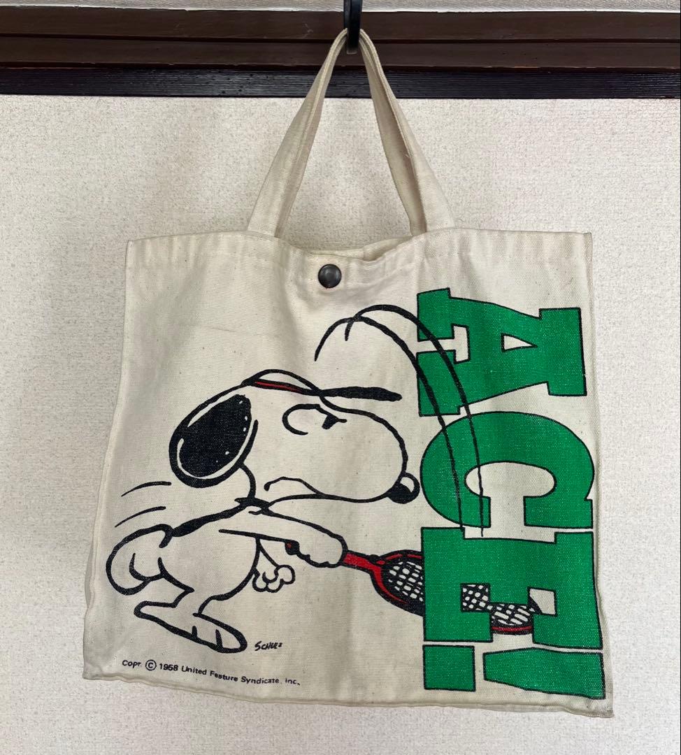 ビンテージ70'sピーナッツキャンバストートバッグ●スヌーピーキャラクターUSA