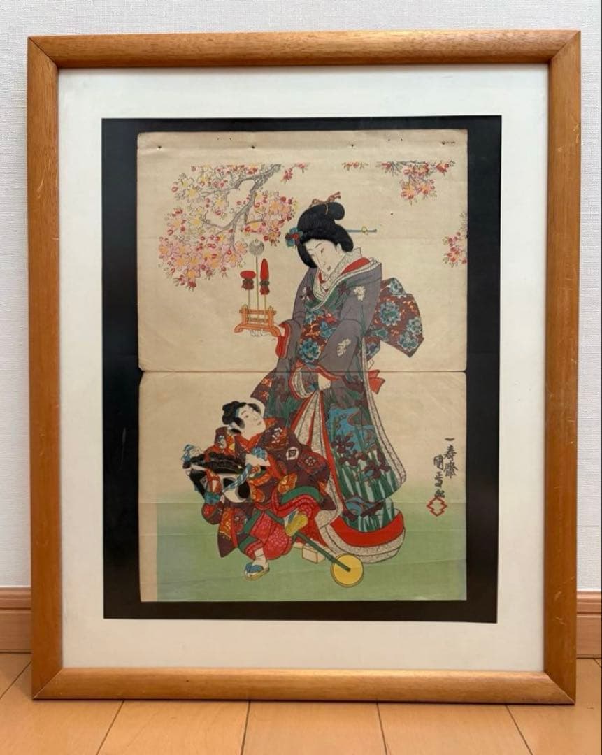 【真作】浮世絵 女性と子供