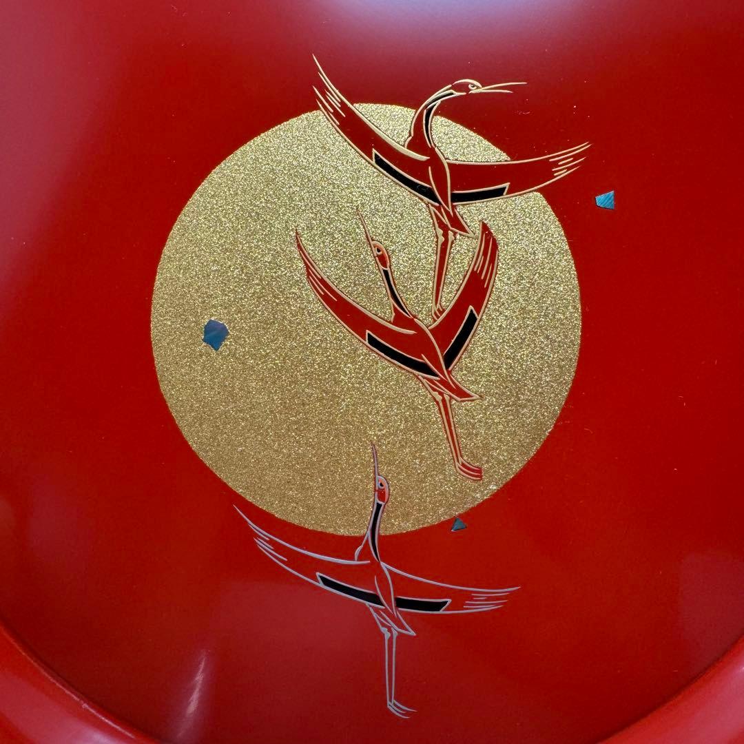 新品 高級 輪島塗 屋敷勝彦 螺鈿 青貝 鶴 お盆 和食器 平皿 漆 漆器