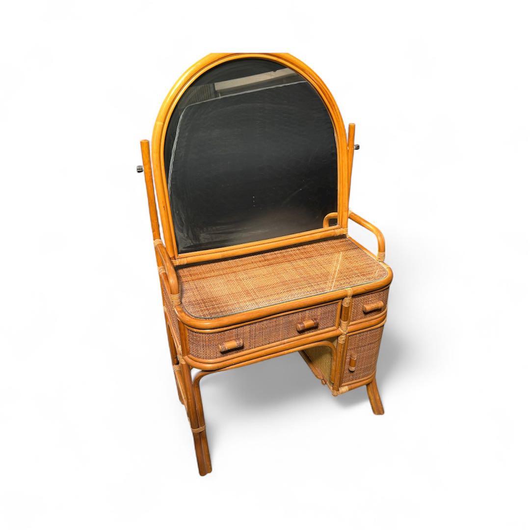 ラタン製ドレッサー・鏡台 アーチ型ミラー
