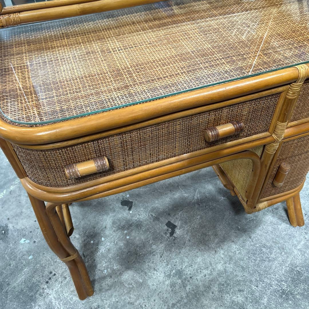 ラタン製ドレッサー・鏡台 アーチ型ミラー