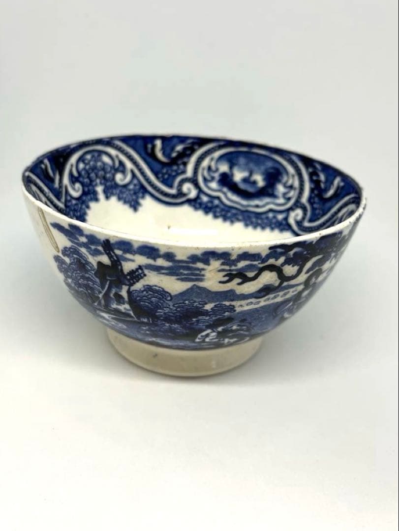 【オランダ銅版小鉢】染付人物風景文小鉢(デルフト）18世紀後半〜19世紀前半頃