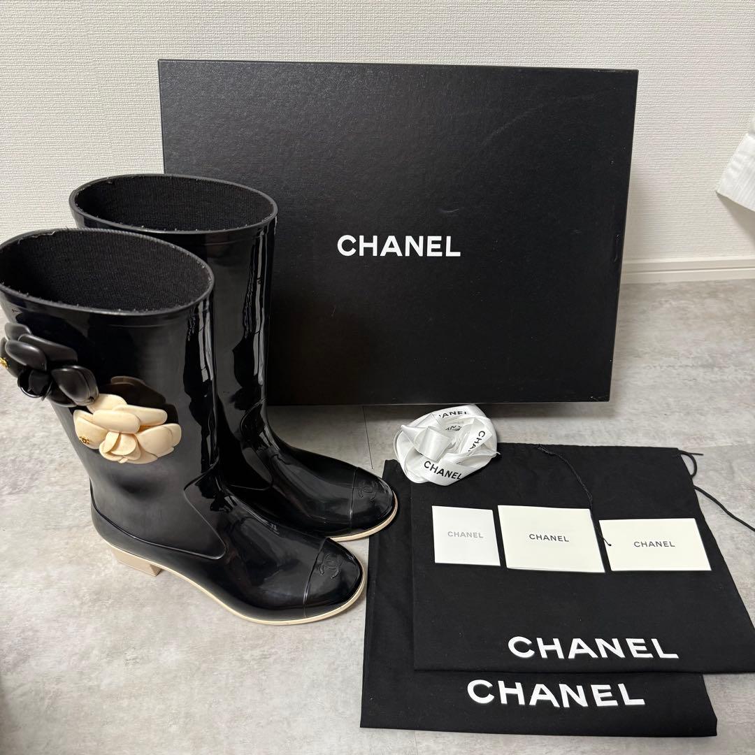 【美品❗️】CHANELレインブーツ　カメリア　ココマーク