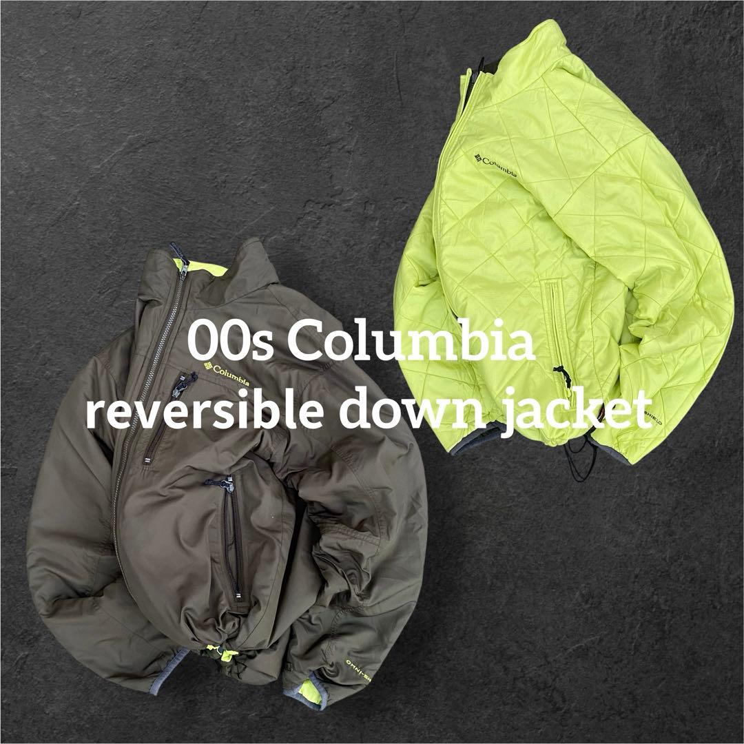 00s Columbia 短丈 リバーシブル ダウンジャケット y2k テック系