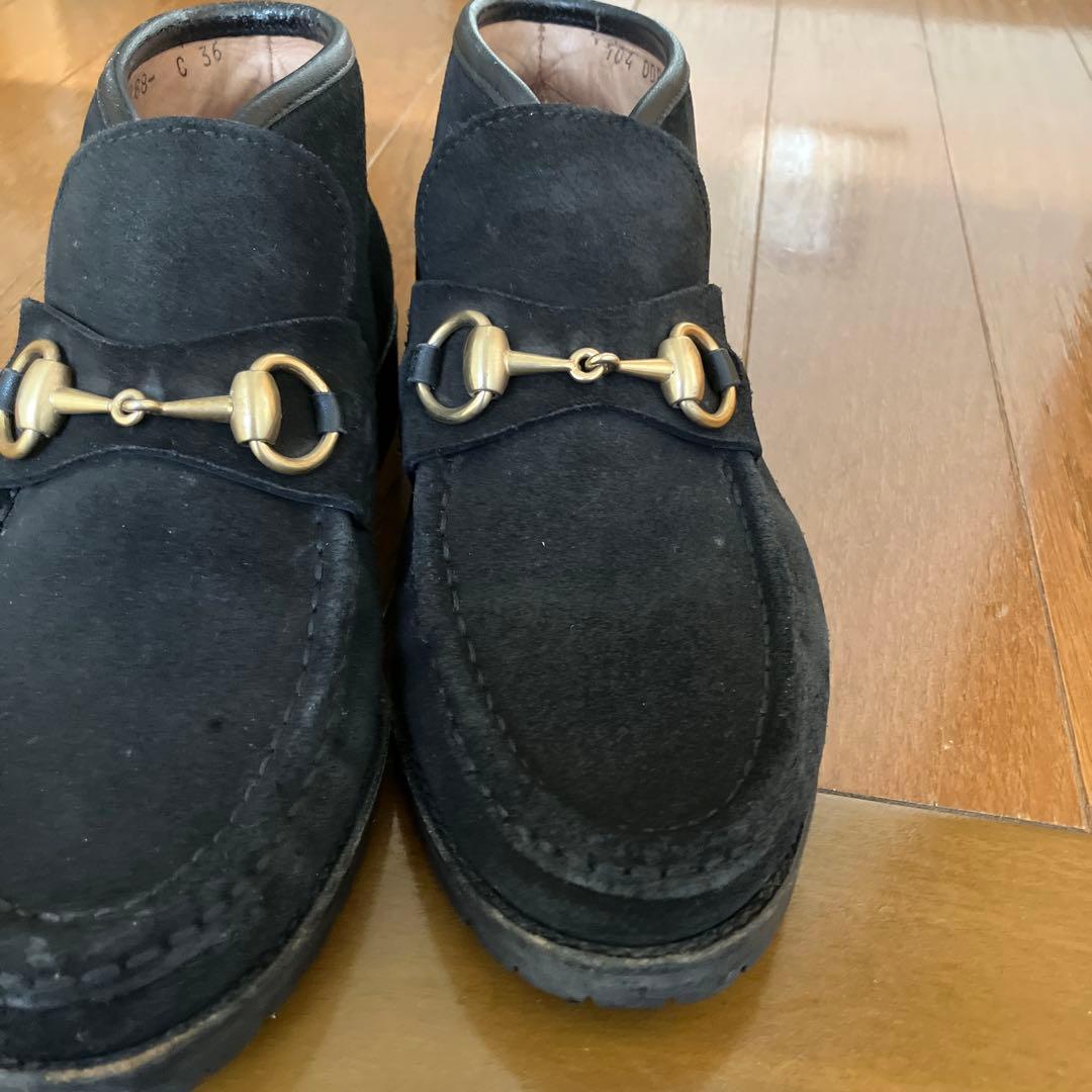 グッチ　GUCCI スウェードビット　ハイカットローファー　C３６