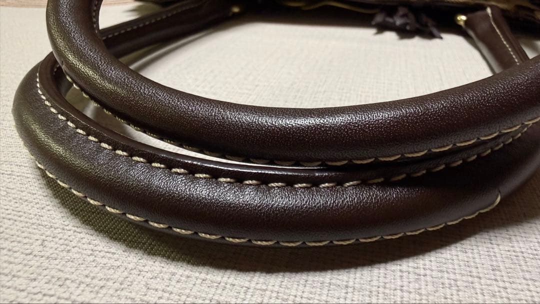 Coach キャンパス　シグネチャー　総柄　ハンドバッグ　ブラウン　美品