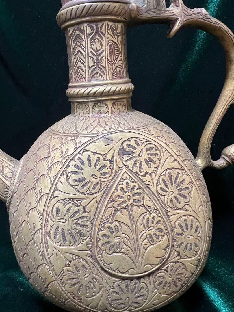 希少外国製古代19世紀ブロンズティーポット骨董現状品のみ25cmx26x11cm