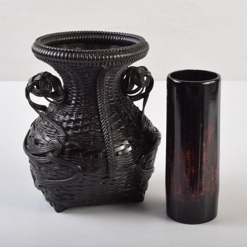 茶道具　篭師　和田麟之作　小猿花入　共箱　C　9123