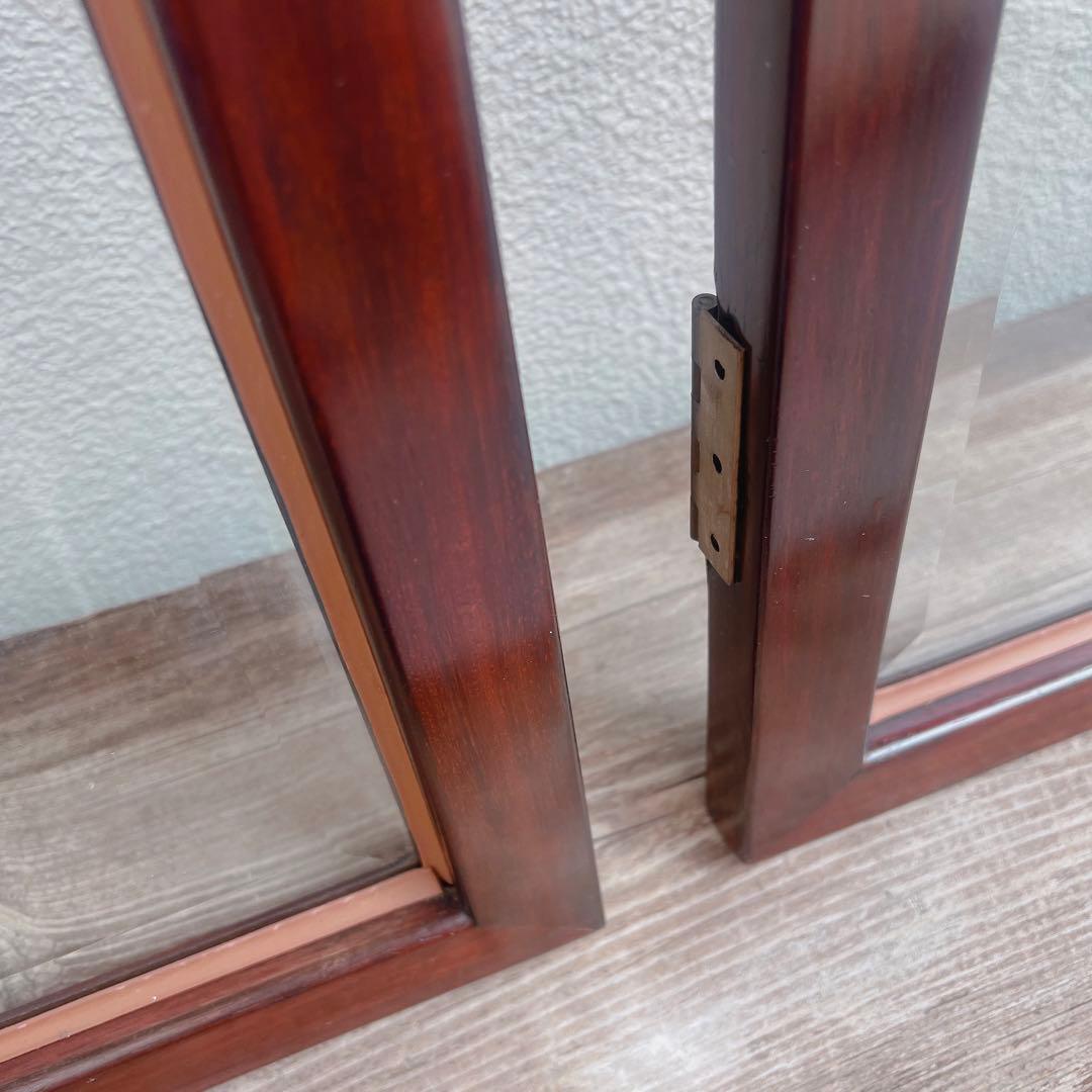 美品　中国の古い装飾扉　ドア　竹模様　木製　観音扉　両面ガラス　建具