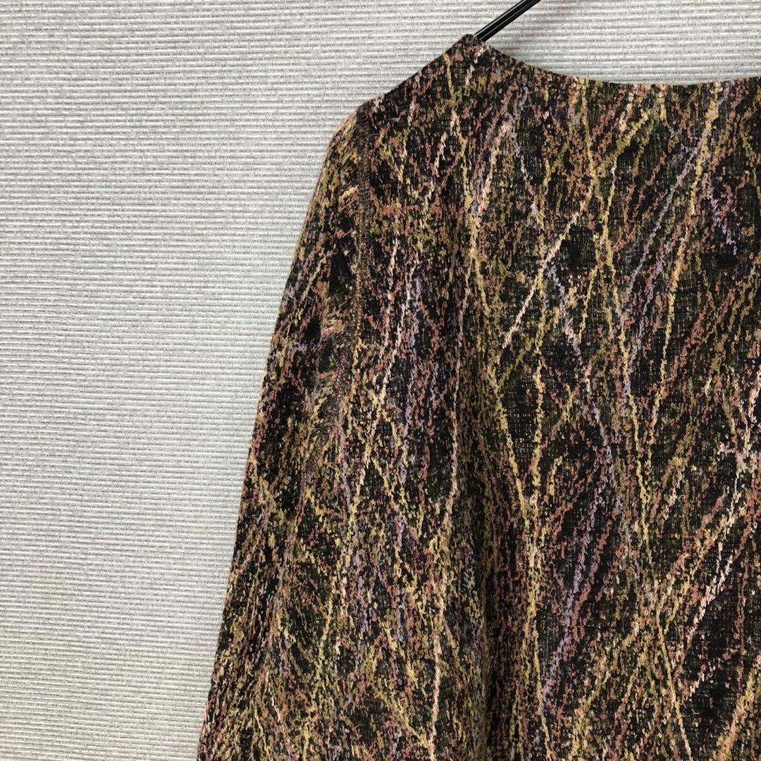 【美品】ヨーガンレール ウール 総柄 アシンメトリー長袖チュニックワンピース L