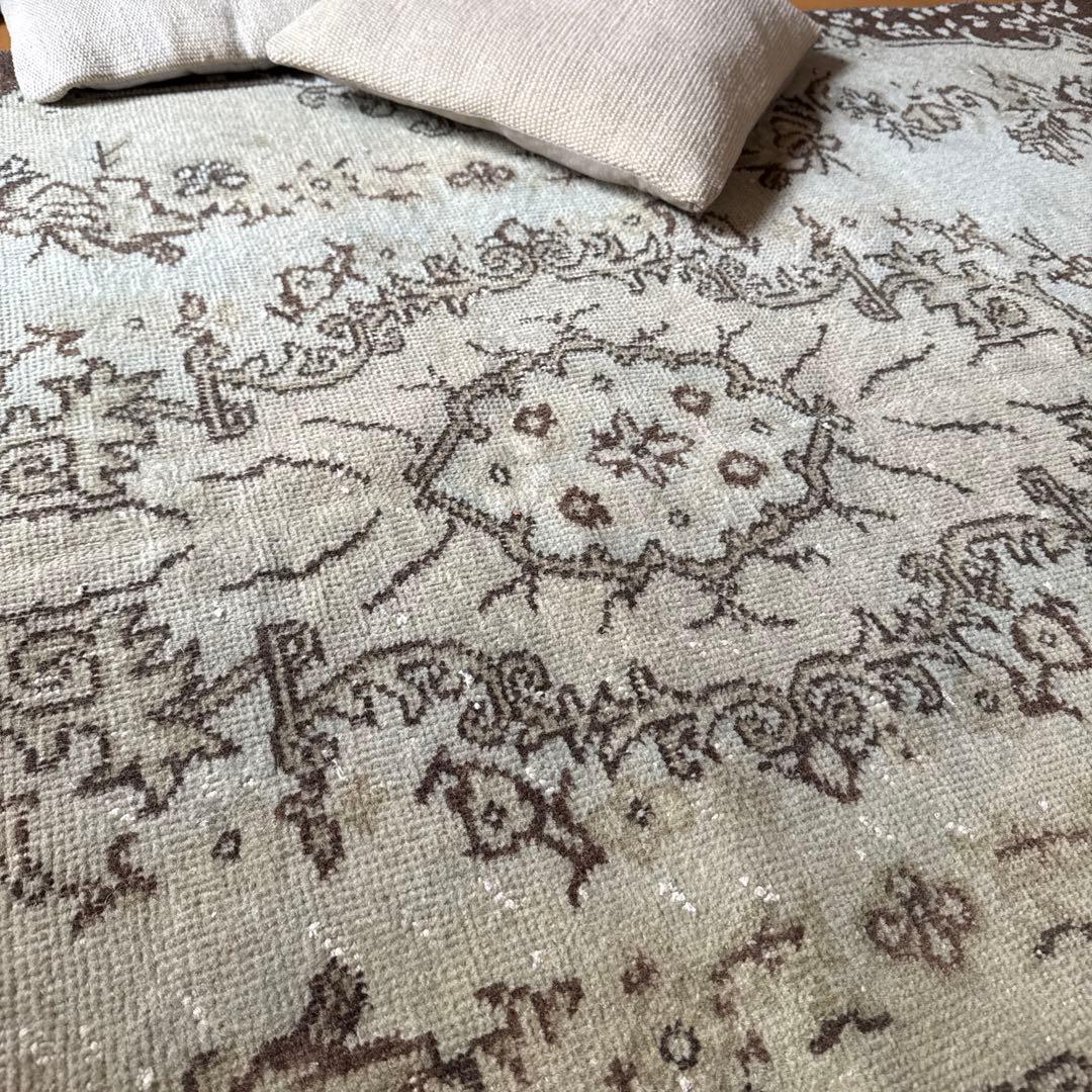 専用　113×169.5淡いグリーン　メダリオン　トルコヴィンテージラグ