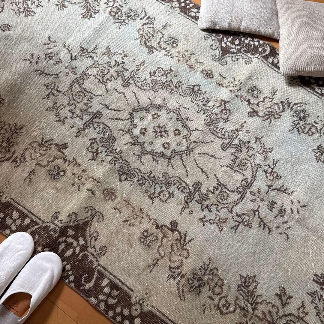 専用　113×169.5淡いグリーン　メダリオン　トルコヴィンテージラグ