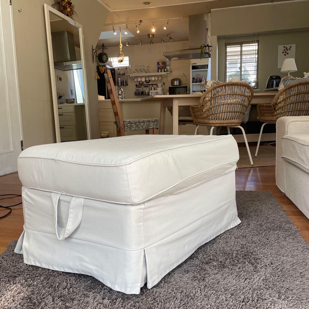 IKEA 収納付きオットマン ホワイト　★新品カバー付