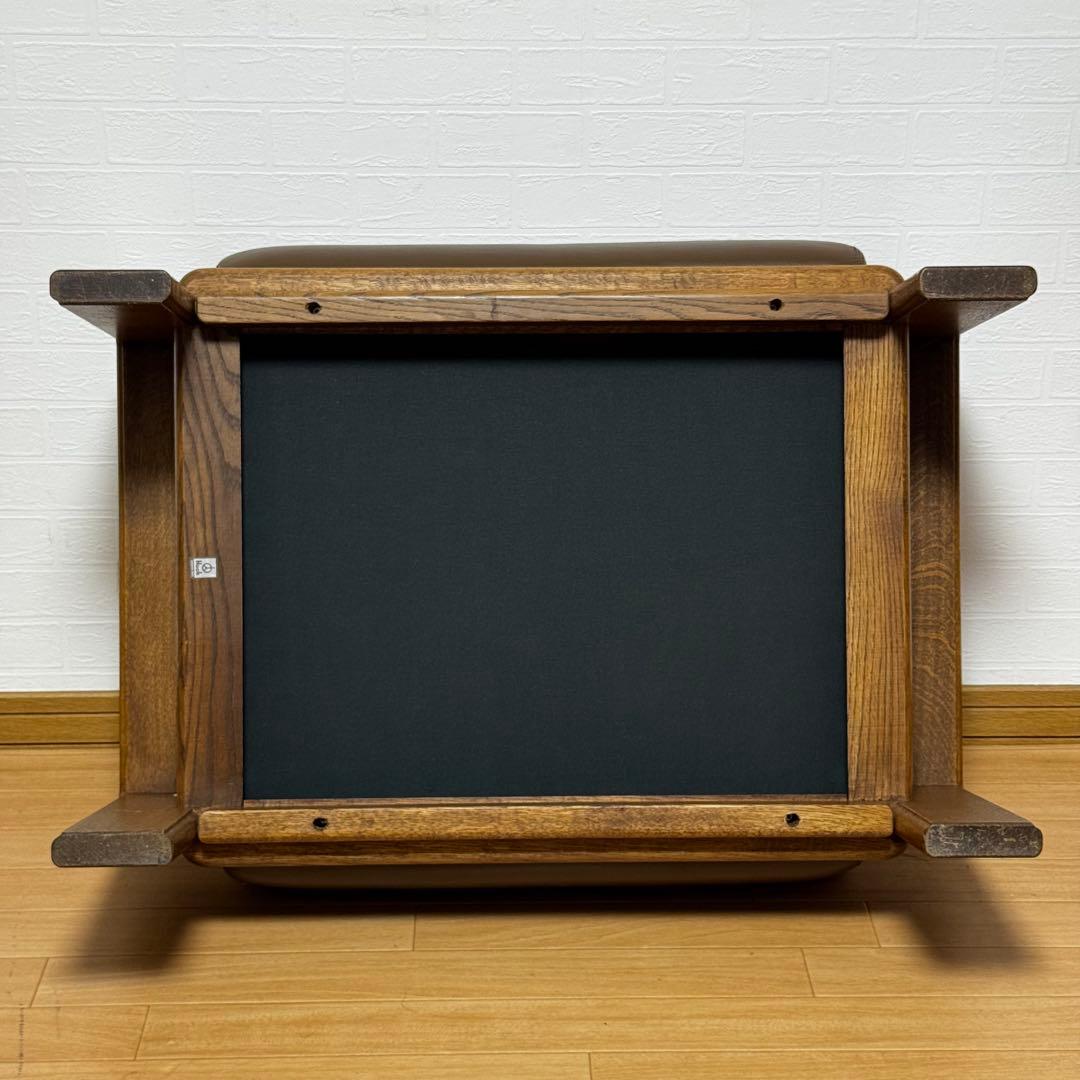 【状態良好】カンディハウス ボルス リビング スツール オットマン レザー張り