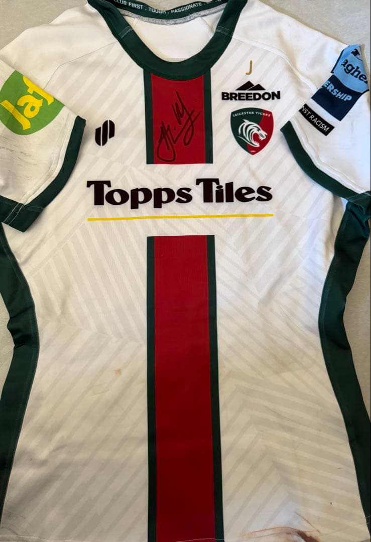 プレミアシップ ラグビー ポラード実使用 両面直筆サイン入りジャージ