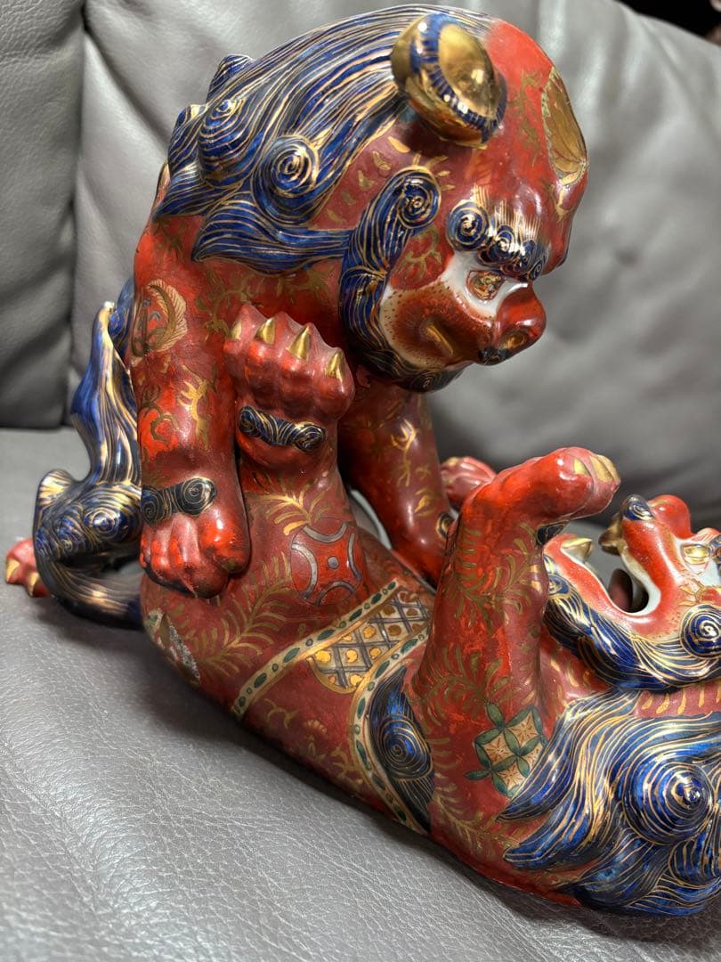 獅子　絡み獅子 戯れ獅子　置物