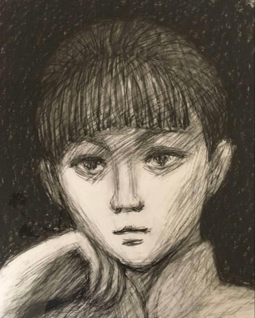 ■東急百貨店吉祥寺店購入　『岡本半三』　鉛筆画１５号　圧巻 デッサン力です