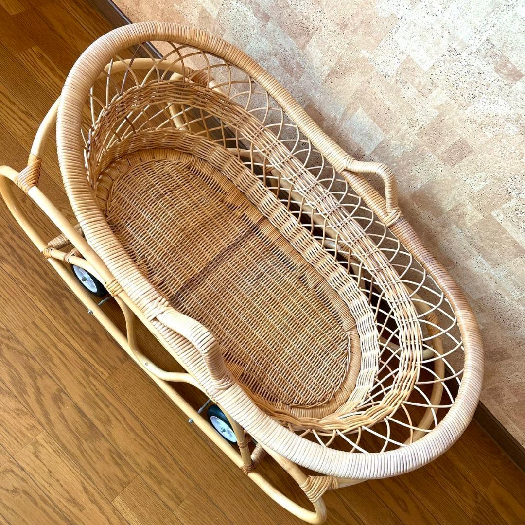 美品★藤のゆりかご　ラタン★インテリアや店舗のディスプレイにも