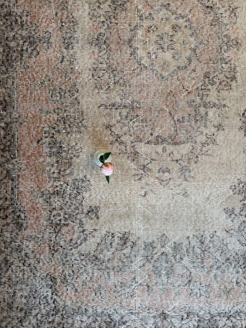 ヴィンテージラグ　ベージュオーバーダイ　ボタニカルメダリオン　トルコ　アナトリア