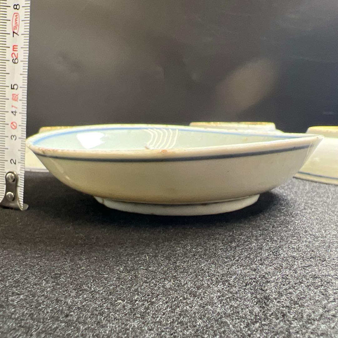 中国明時代　古染付龍図中皿10枚　木箱付　直径約13㎝　東Y8-0114☆2F