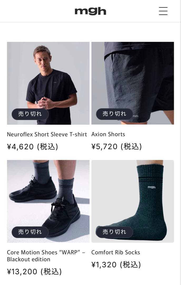 mgh CORE4 TシャツL / ショーツM / ソックスF / シューズ