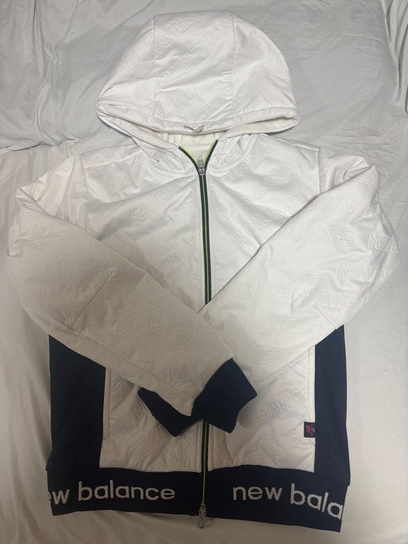 new balance フード付きジャケット M ホワイト/ネイビー