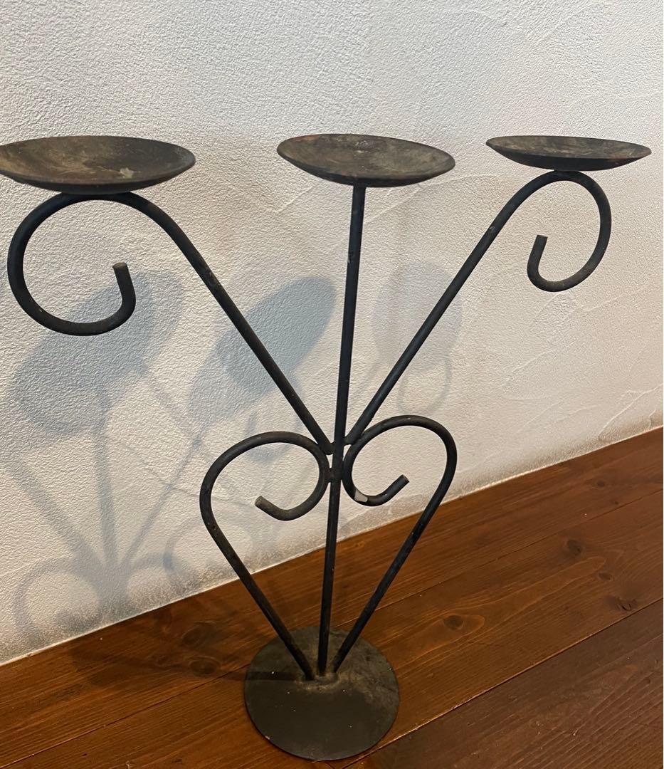 希少　35年ヴィンテージ 鉄製　キャンドルスタンド　黒　ディスプレイスタンド