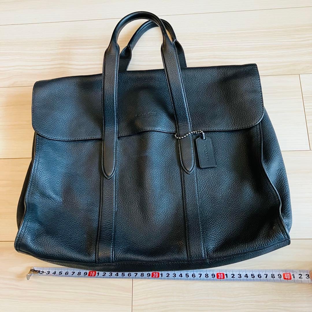 COACH ブラック ビジネスレザー バッグ　美品　定価10万円超　格安出品