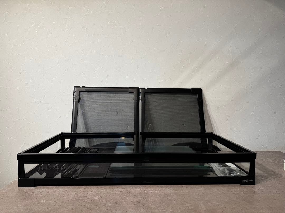 爬虫類ケージ(9045) ブラック ガラス製