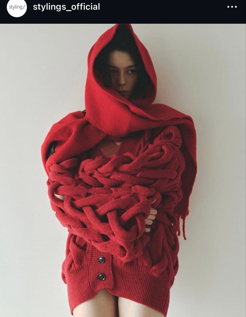 styling/ クロスケーブルニットカーディガン