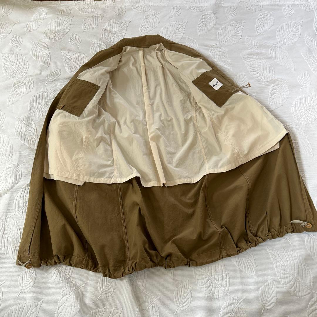 45R . 2way ミリタリーロングコート フリーサイズ　カーキ色