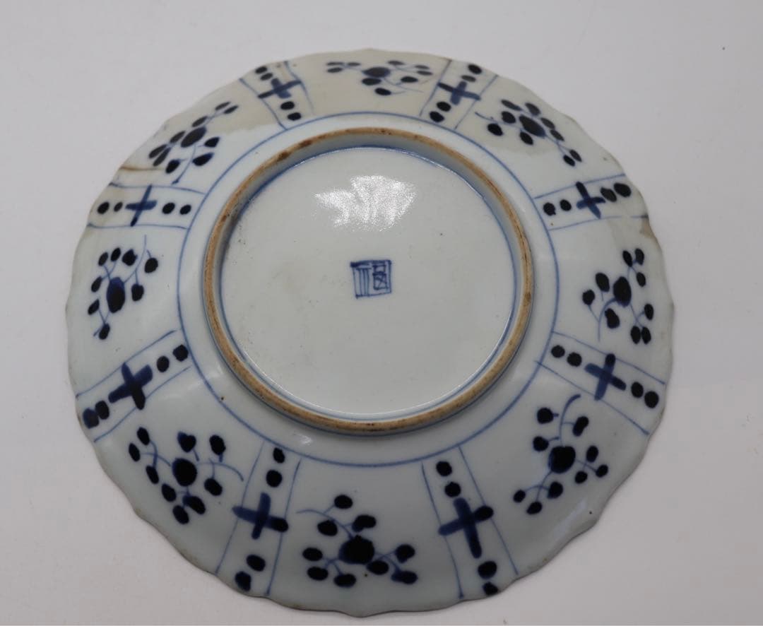 中国　明時代　染付花卉昆虫紋皿3点　送料込み0201