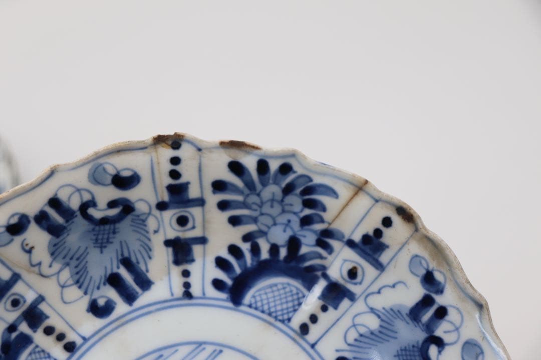 中国　明時代　染付花卉昆虫紋皿3点　送料込み0201