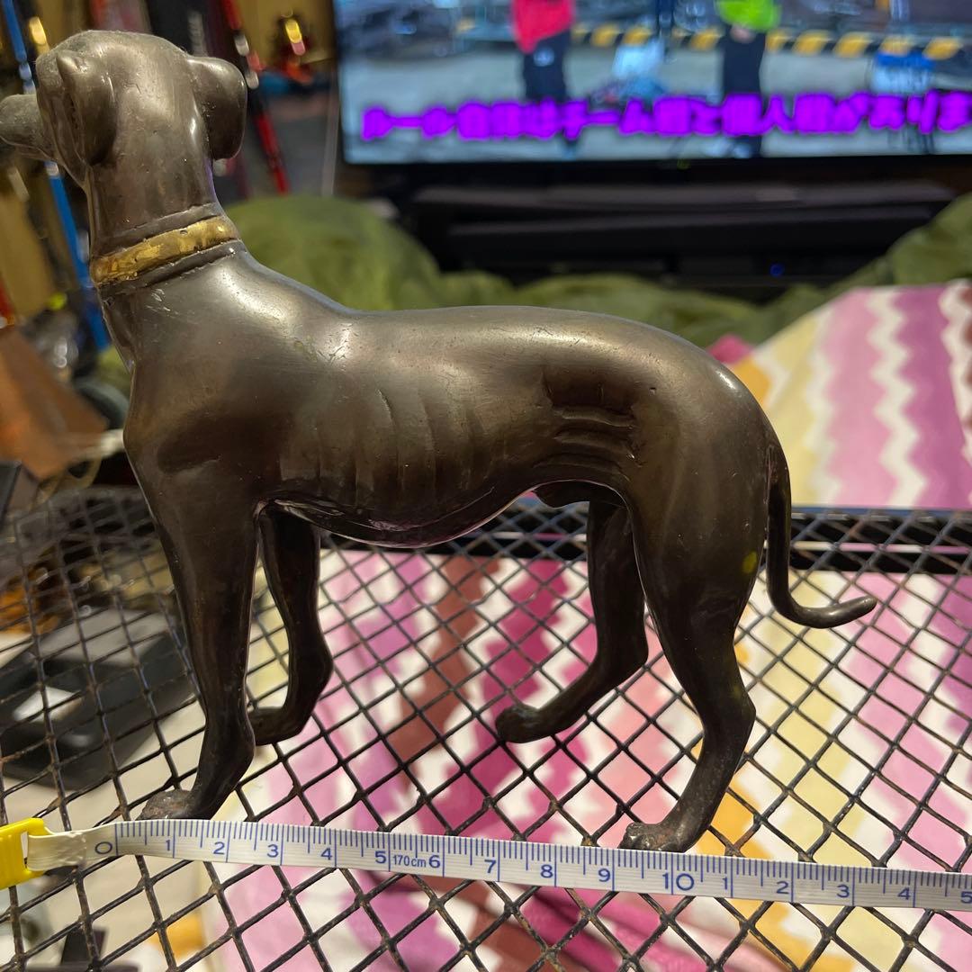 犬 グレイハウンドのブロンズ？置物2体セット