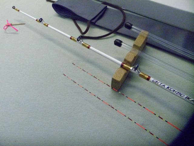 1114★手作り（布袋竹）筏竿【全長141㎝】【最高級】【純白筏竿】太田工房★