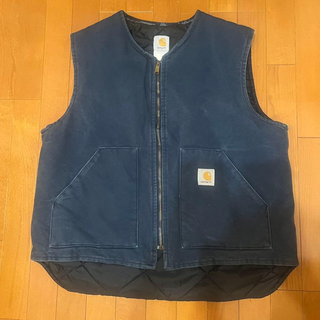 グ*ド様 希少　Carhartt ネイビー ジップアップベスト　90s