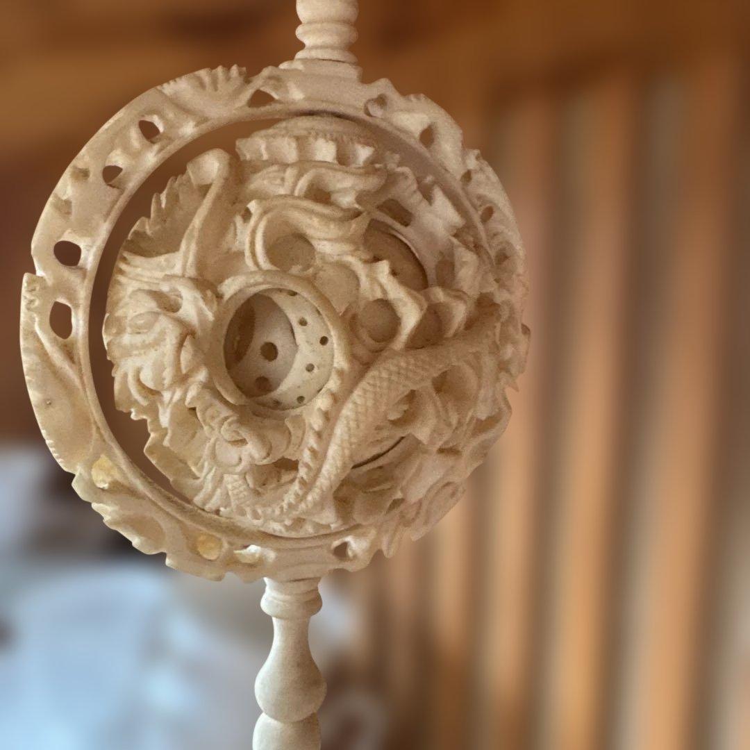 中国工芸品　お土産　龍　山水　天球　多層球　置物