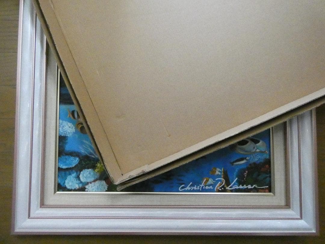 T.Y. クリスチャン・ラッセン「風景」サイン F8　額装済み 肉筆手描き