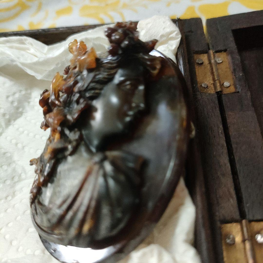 エボナイトアンティーク女性横顔ブローチ