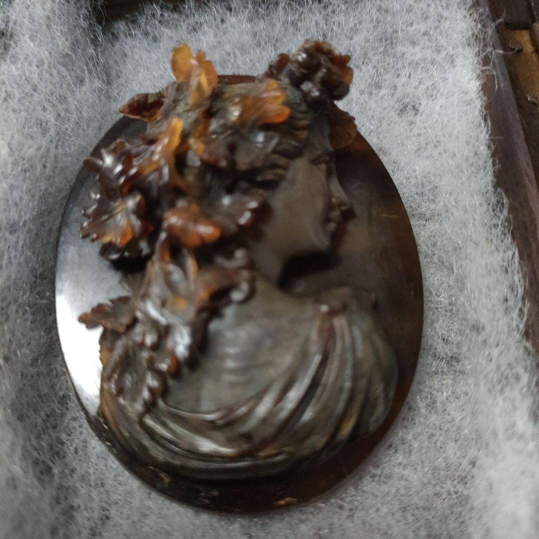 エボナイトアンティーク女性横顔ブローチ