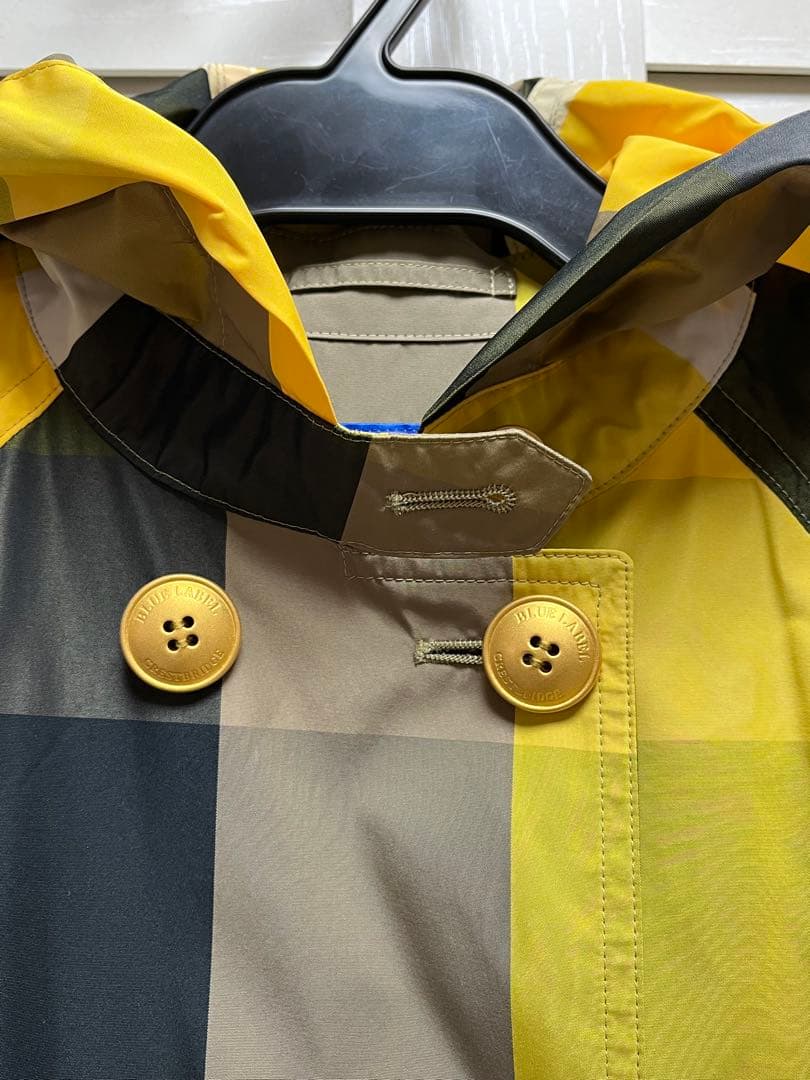 ブルーレーベル　未使用チェック柄フード付きレインポンチョ　38号