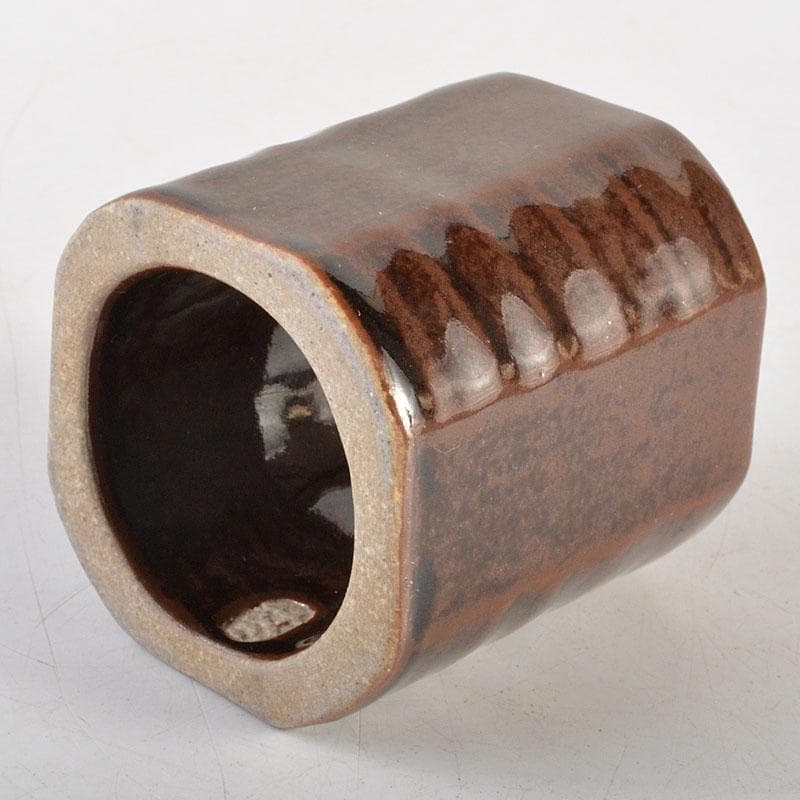 茶道具　膳所焼　淡海ぜぜ　陽炎園造　面取　蓋置　共布共箱　V　6817