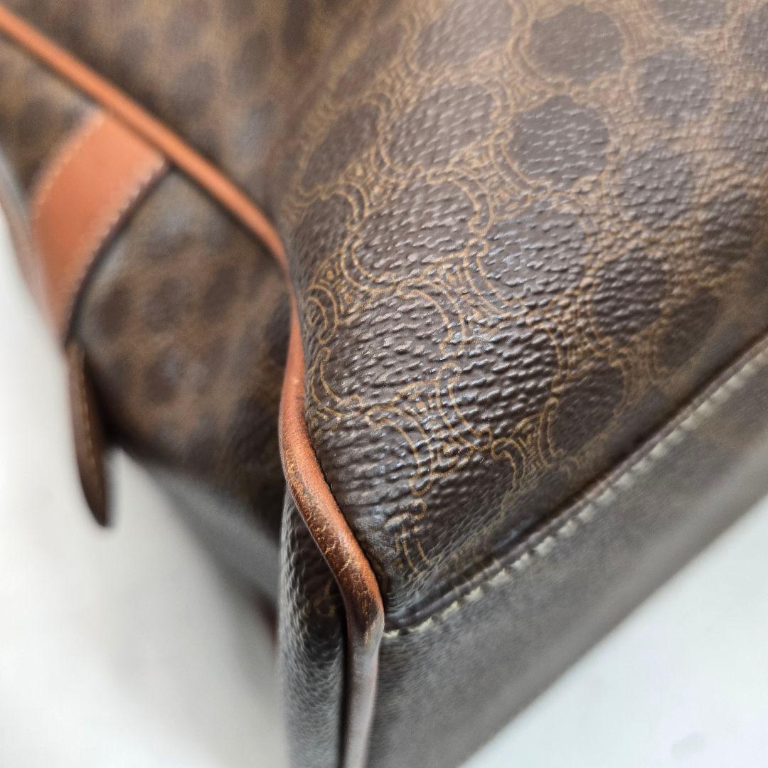 美品 CELINE ミニボストンバッグ マカダム トリオンフ金具 A4収納可能