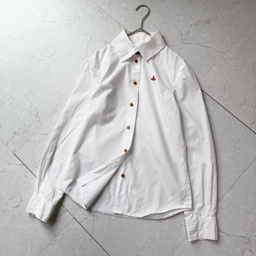 ヴィヴィアンウエストウッドレッドレーベル オーブ シャツ 1 ホワイト レッド