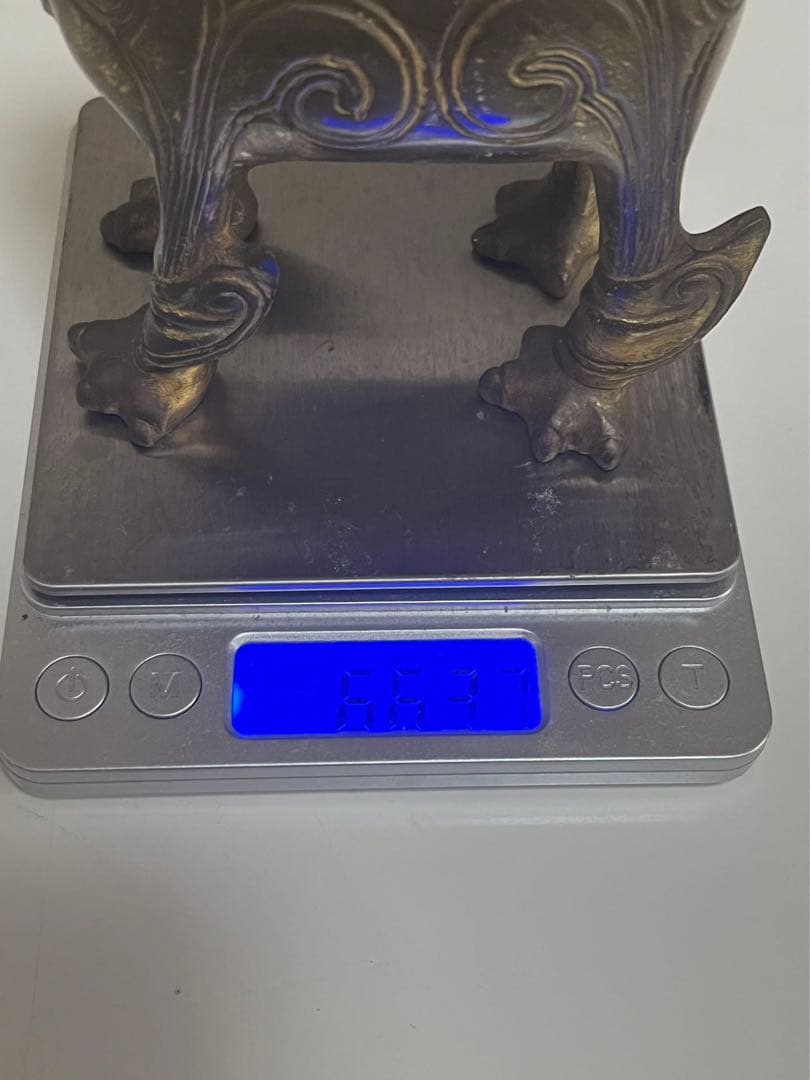 中国美術 明末清初 銅鎏金 麒麟 骨董品 香炉 貔貅　重さ663g