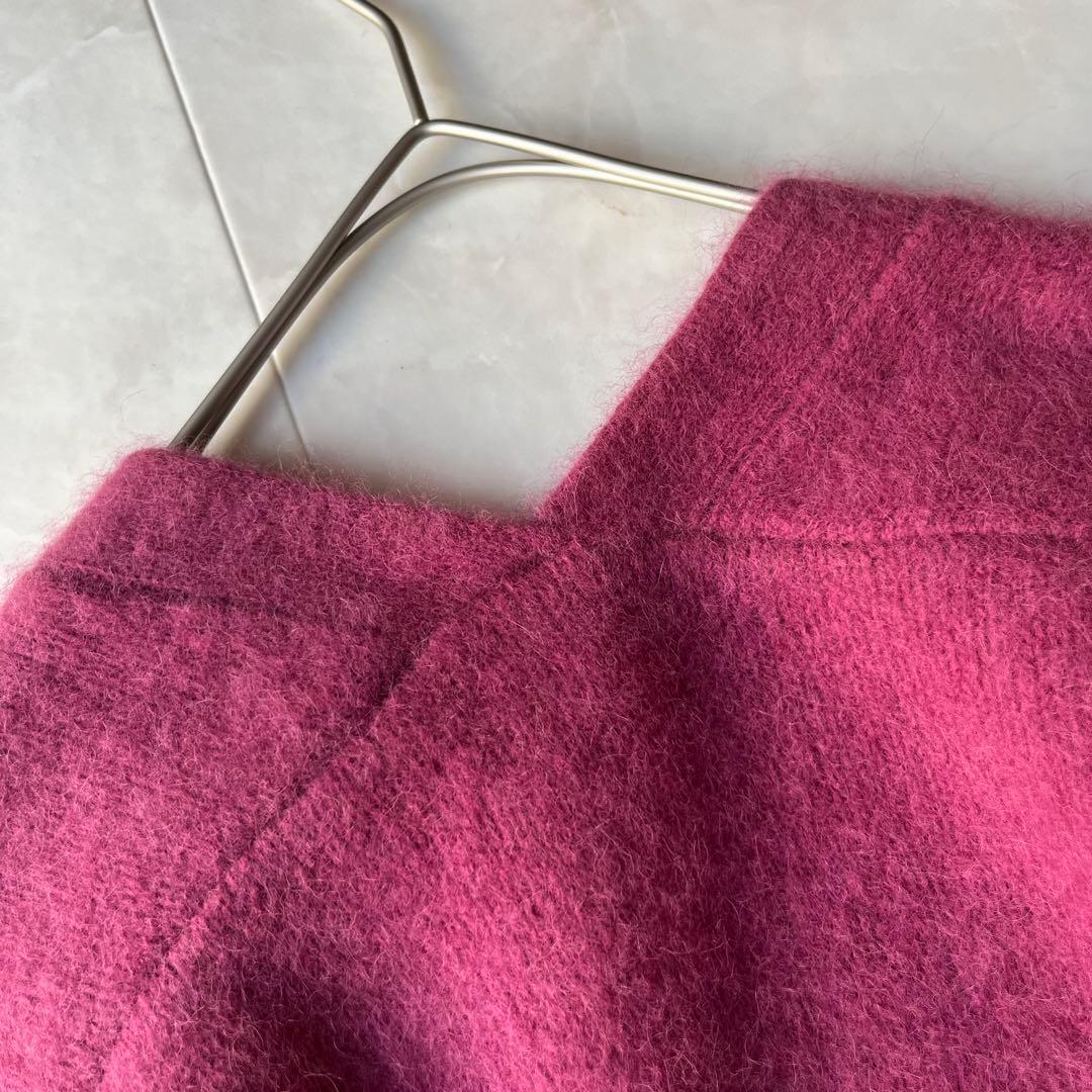 Dignite collier シャギーニット ロングカーディガン マゼンタF